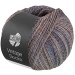 Lana Grossa Vintage Socks 1018 Beige/light grey/dark grey/orange/dark brown heathered