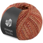 Lana Grossa Vintage Socks 1012 Rust/dark red/yellow/orange/cream heathered