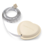 LindeHobby Retractable Measuring Tape, PU Leather, Heart, 150 cm Off-White