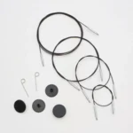 KnitPro Thin & Flex Cable, Black Silver Swivel, 40–150 cm