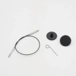 KnitPro Thin & Flex Cable, Black Silver Swivel, 40–150 cm