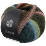 Lana Grossa Bomba 07 Peach/white-/light-/dark green/grey petrol/-brown/turquoise blue