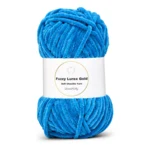 LindeHobby Fuzzy Chenille Gold Lurex 30 Sky blue