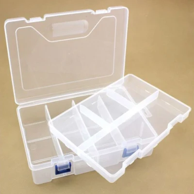 HobbyArts Plastic box with lid, transparent, 23x16 cm, 8 rooms