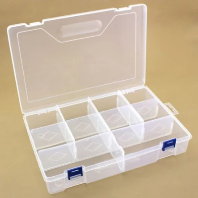 HobbyArts Plastic box with low, transparent, 29.6x19.7 cm, 10 rooms