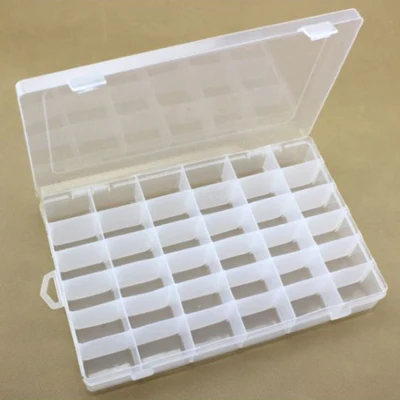HobbyArts Plastic box with lid, transparent, 27,7x17,8 cm, 36 compartments