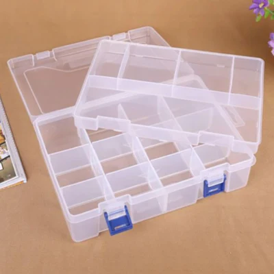 HobbyArts Plastic box with low, transparent, 23x16 cm, 16 rooms