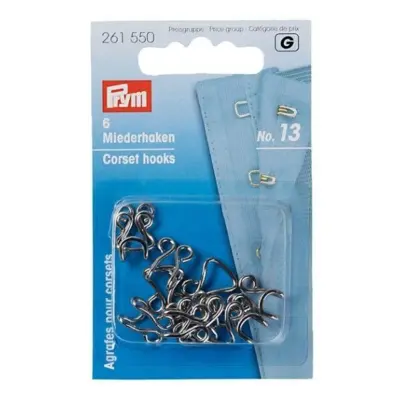 Prym Corset Hooks Size 13, 6 pcs