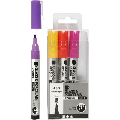 Glass and Porcelain Markers, 1-2 mm, 4 pcs