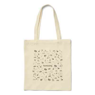 LindeHobby Tote Bag with YarnLiving Print, 35x40 cm, 1 pc