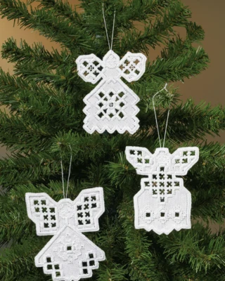 Embroidery Kit Angels Hardanger 3 pcs x 10 x 9 cm / 3.94 x 3.54 in