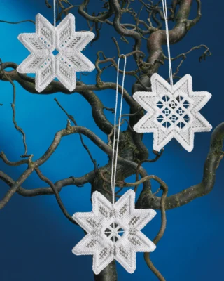 Embroidery Kit Christmas Stars 3-Pack 8 x 8 cm / 3.15 x 3.15 in