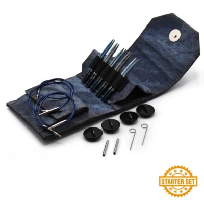 LYKKE Interchangeable Circular Needle Set, Indigo, Starter Set, Blue, 9 cm