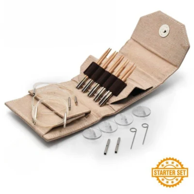 LYKKE Interchangeable Circular Needle Set Naturale, Starter Set, Beige, 9 cm