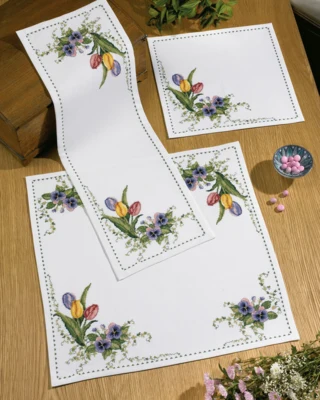 Embroidery Kit 3 Tulips 26 x 79 cm / 10.24 x 31.1 in