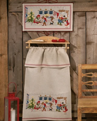 Embroidery Kit Christmas Elf the Kitchen B5135/55 55 x 30 cm / 21.65 x 11.81 in