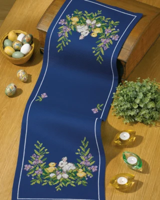 Embroidery Kit Easter Runner w/ Hare 35 x 108 cm / 13.78 x 42.52 in