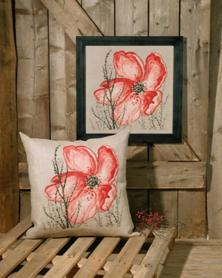 Embroidery Kit Poppy 60 x 60 cm / 23.62 x 23.62 in